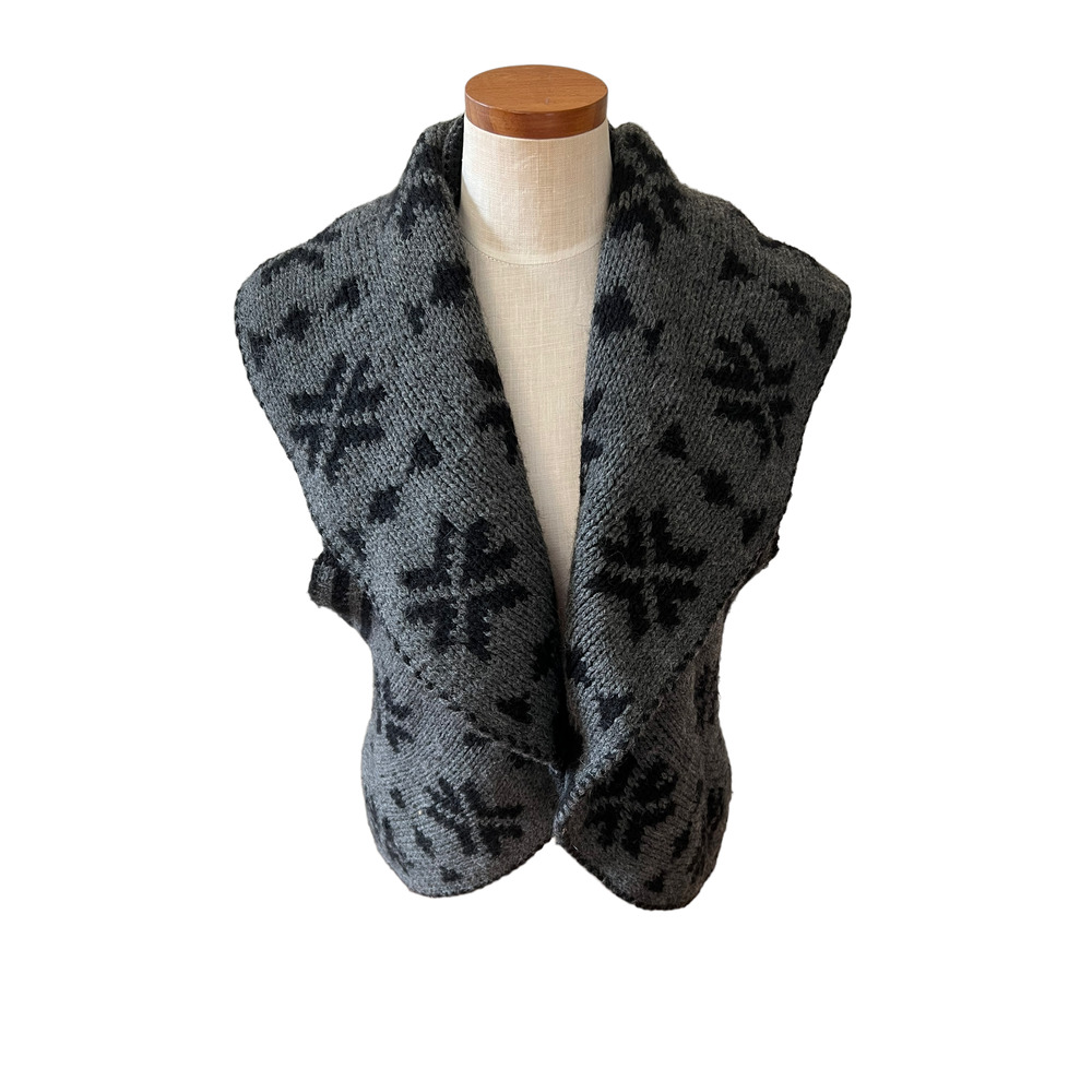 Italian Wool Alpaca Shawl Collar Sweater Vest gray L